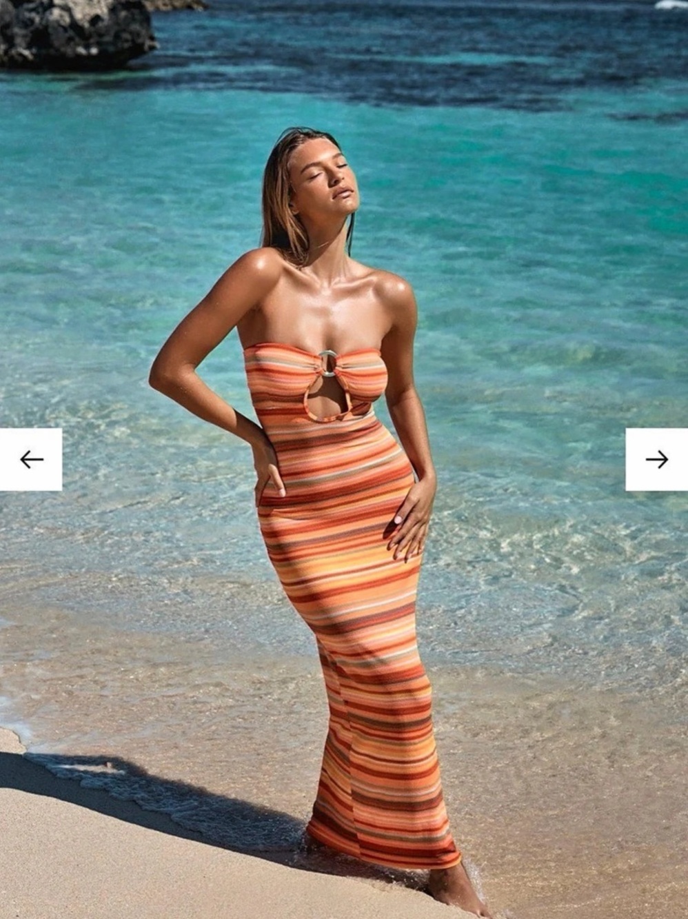 MONTEGO BANDEAU DRESS - TANGERINE